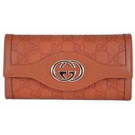 New Gucci 282434 GG Guccissima Burnt Orange Leather Sukey Continental Wallet