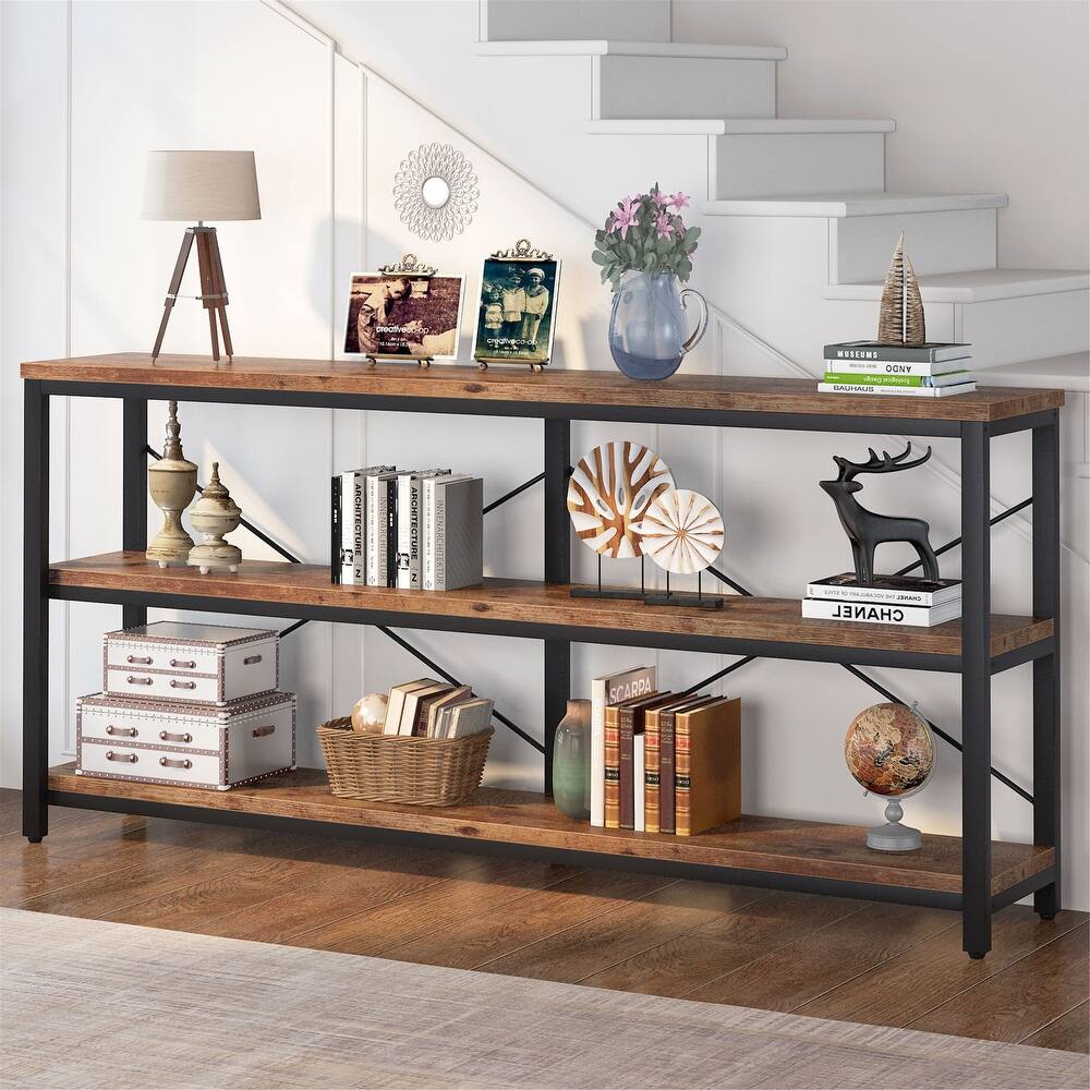 Sofa Console Table, Narrow Long Console Entryway Table with Storage Shelf, TV Stand