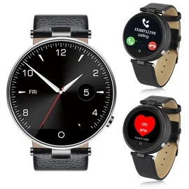 Indigi® (Black) H365 HD Touch Screen Bluetooth-Sync SmartWatch & Phone w/ Heart Rate Sensor + SIRI for All iPhones+Android