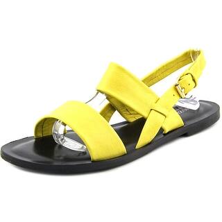 Emozioni W1350 Women Open-Toe Leather Yellow Slingback Sandal