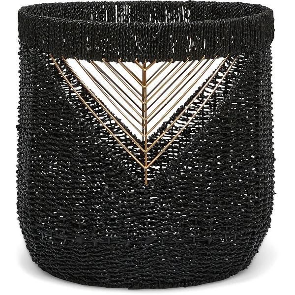 The Curated Nomad Lucky Black and Gold Seagrass Basket