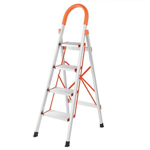 4 Step Ladder Aluminum Step Stool, 330 lb. Capacity