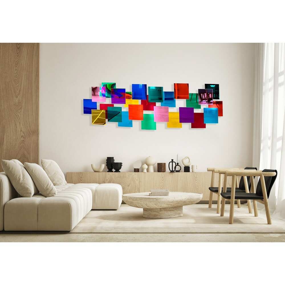 Oversized Multicolor Squares / Mirrored Acrylic Art/ 3D Wall Art/Mirror Wall Decor/Wall Sculpture/Abstract Wall Decor Cubes