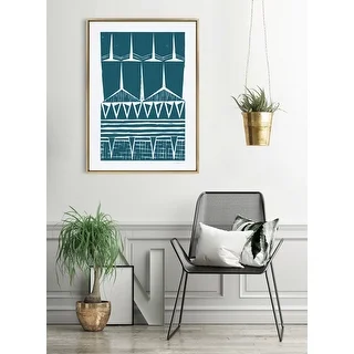 Kate and Laurel Sylvie Modern Tribal Block Print Teal Framed Canvas by Statement Goods