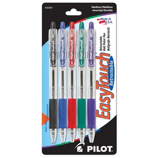 Pilot Easy Touch Ballpoint Pen Set, Medium Tip, Assorted Colors, Set of 5