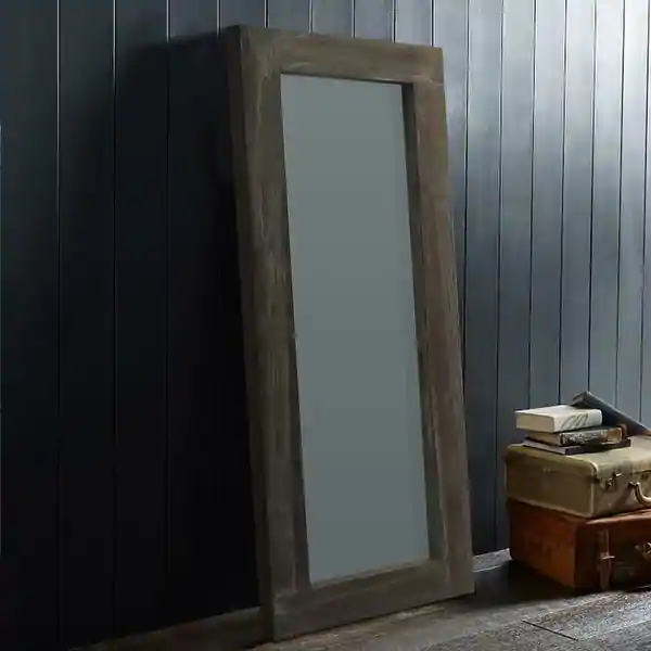 Retro Solid wood Full-Length Floor Mirror-Hollow Wood Distressed - 58x24