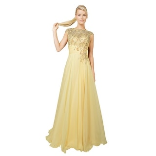 Mac Duggal Beaded Illusion Neckline High Slit Prom Evening Gown Dress