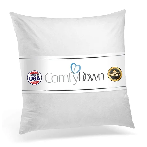 ComfyDown 95% Feather 5% Down, Square Decorative Pillow Insert, Sham Stuffer.