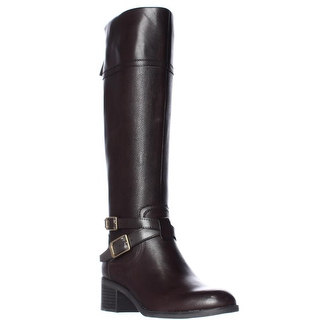 Franco Sarto Lapis Knee High Ankle Strap Boots - Oxford Brown