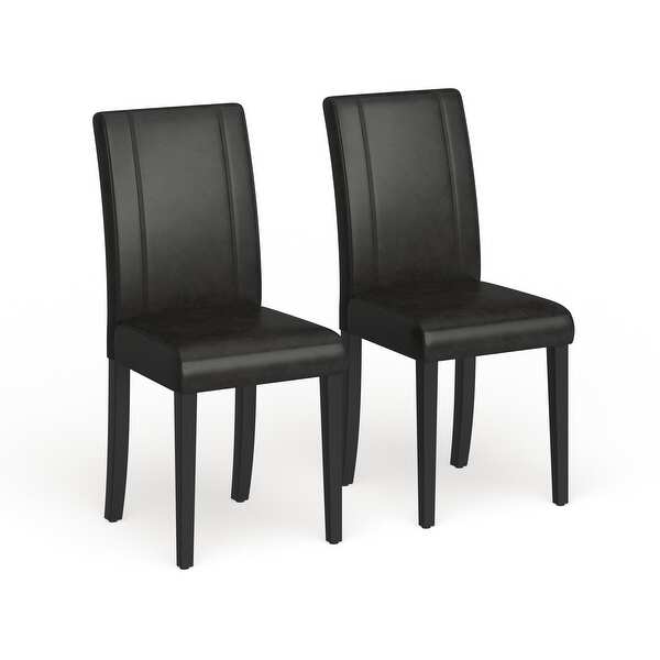 Urban-Style Solid Wood Leatherette Small Padded Parson Chairs (Set of 2)