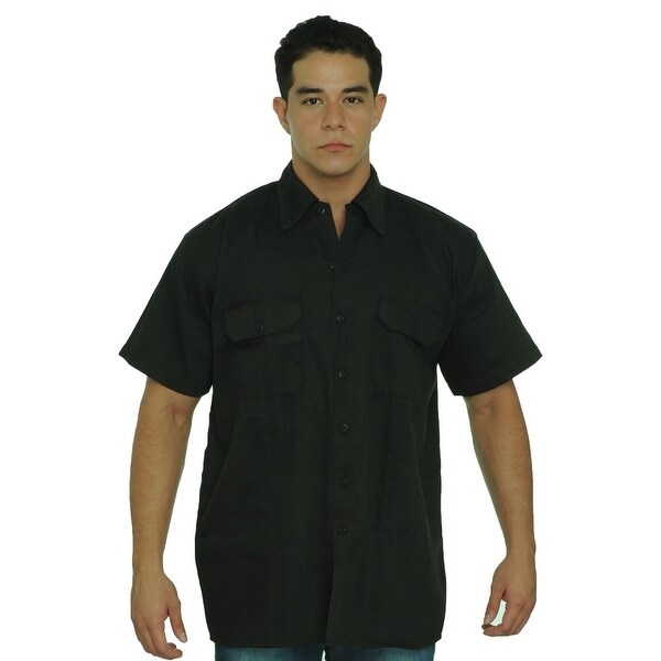 Men's Basic Mechanic Work Shirt Button-Down 2 Front Pockets Casual Top 2 Tone M-XL,2XL-5XL