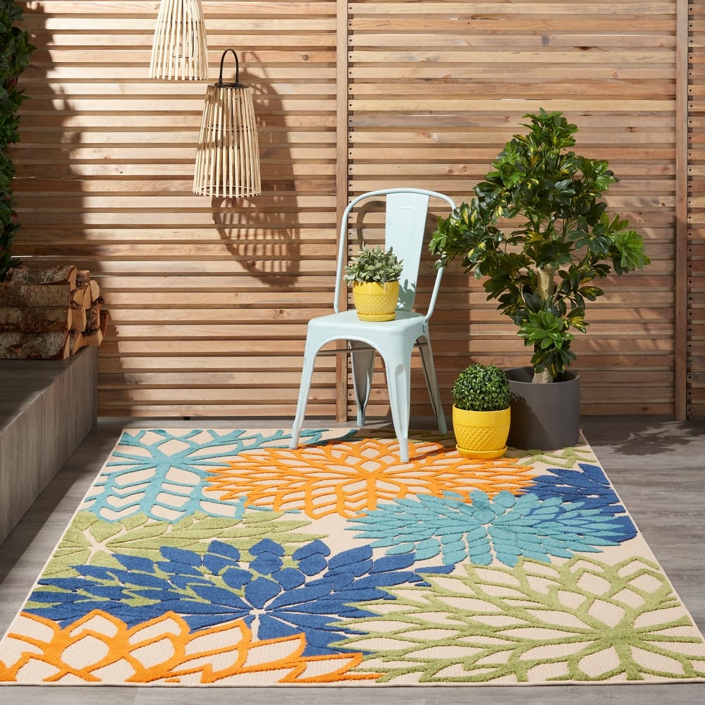 Nourison Aloha Floral Modern Abstract Indoor Outdoor Area Rug
