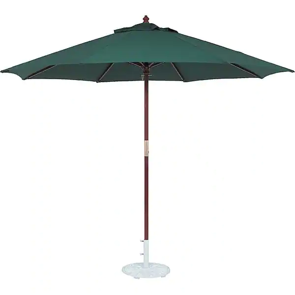 slide 5 of 5, TropiShade 11-foot Dark Wood Market Umbrella with Green Olefin Cover Green