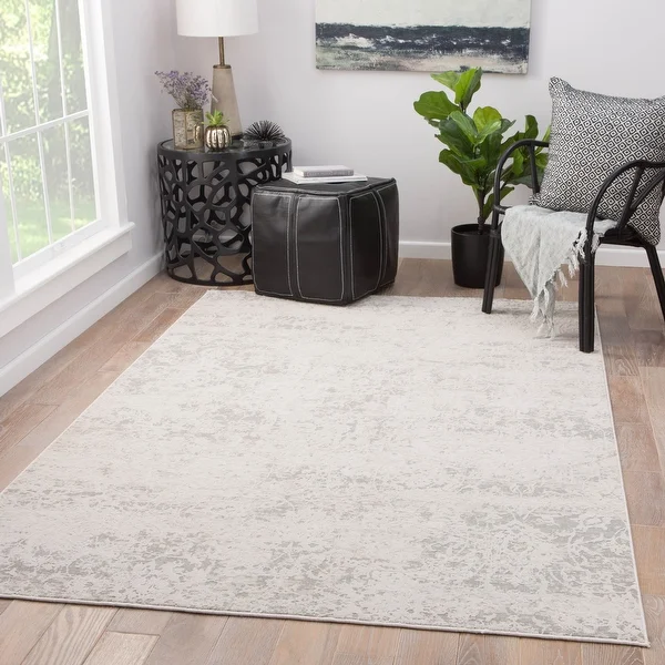 Cheyenne Abstract Grey and White Viscose Blend Area Rug