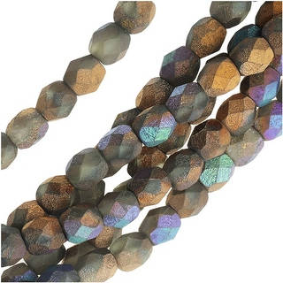Czech Fire Polished Beads, Faceted Round 4mm, 40 Pieces, Satin Matte Bronze