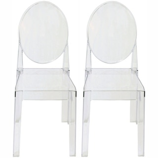 2xhome - Set of Two (2) - LARGE Size - Clear Victorian Ghost Style Armless Side Chair