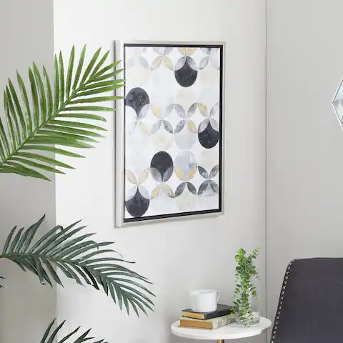 Grey Polystone Modern Framed Wall Art