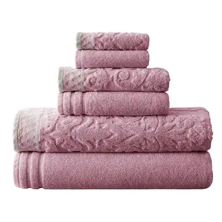 Modern Threads Damask Jacquard 6-piece Embellished Border Towel Set