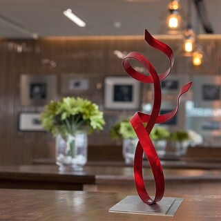 Red "Allure" Abstract Metal Art Centerpiece, Tabletop Statue, Accent Sculpture by Jon Allen Metal Art
