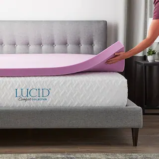 Lucid Comfort Collection Lavender and Aloe Memory Foam Mattress Topper