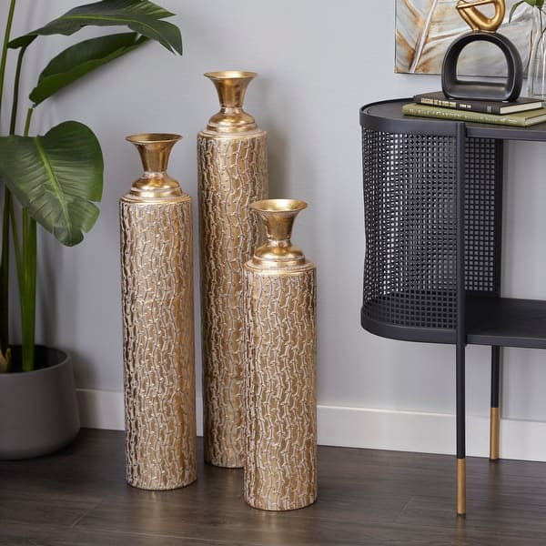Gold Metal Glam Vase (Set of 3) - 6 x 6 x 34