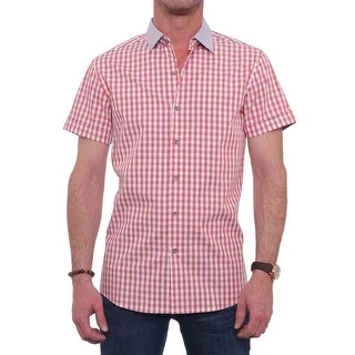 Kenneth Cole Reaction Short Sleeve Slim Heather Woven Shirt Men Casual