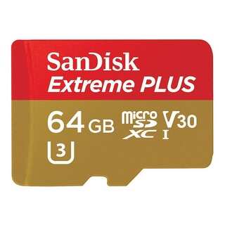 SanDisk Extreme PLUS 64GB microSDXC UHS-I/V30/U3/Class 10 Card with Adapter