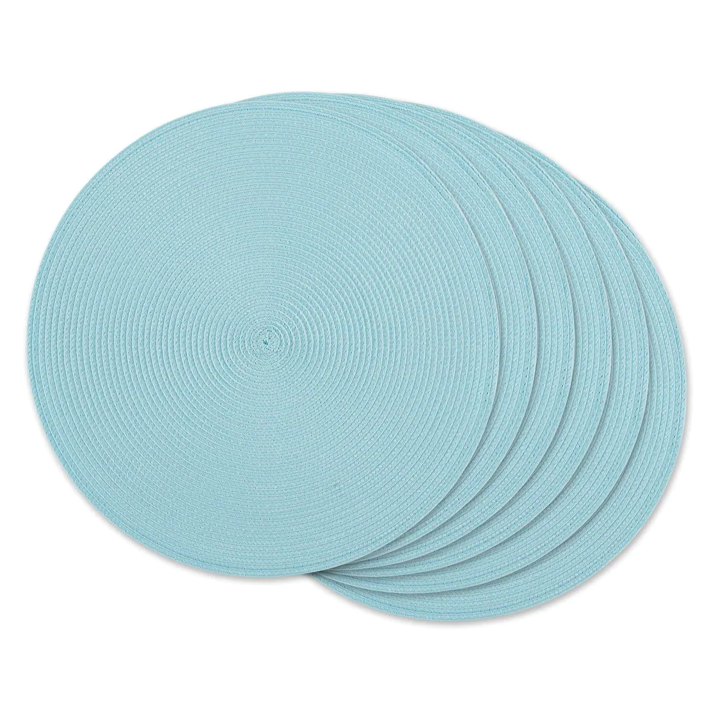 DII White Round PP Woven Placemat Set of 6