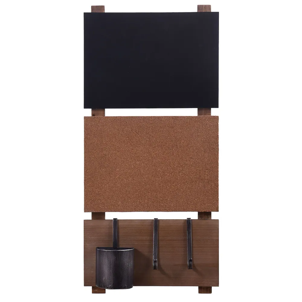 Multi-Functional Wall Memo Board - Chalkboard And Corkboard With Hanging Storage