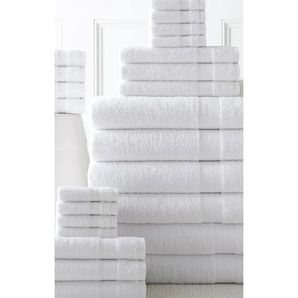 100% Cotton 24 piece Move-In Bundle Towel Set (2 Bath Sheets, 4 Bath Towels, 6 Hand Towels, 8 Wash Cloths, 4 Fingertip Towels)