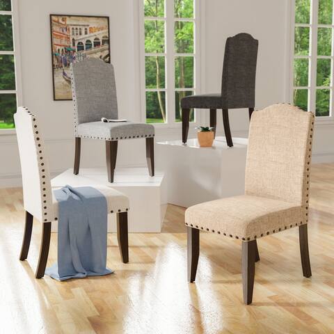 Furniture of America Kerg Rustic Flax Fabric Side Chairs (Set of 2)