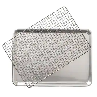 Nordic Ware 2 Piece Half Sheet with Oven-Safe Grid - Silver