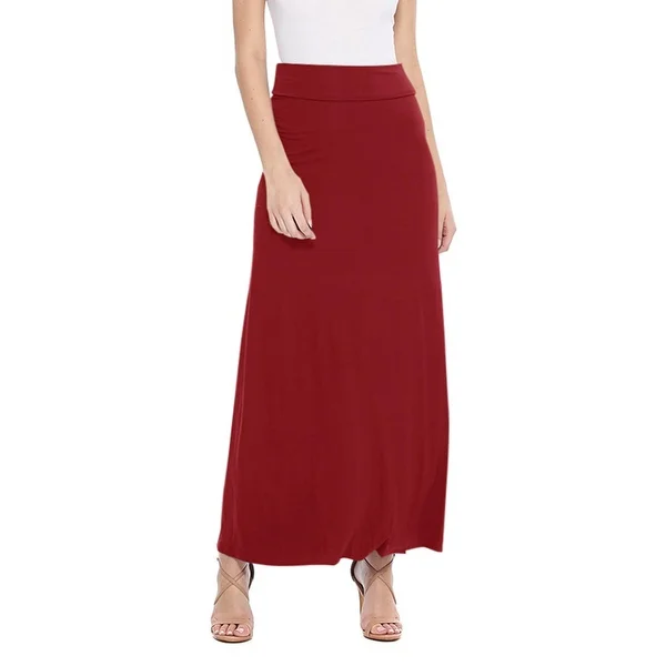 Women's Solid Casual High Waist Long Maxi Skirt