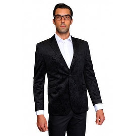 MZV-200 BLACK Men's Manzini Fancy Paisley design Velvet, sport coat