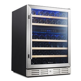Kalamera 24'' 46-bottle Wine Cooler Refrigerator Built-in Dual Zone, Stainless Steel Door & Handle