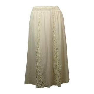 INC International Concepts Women's Lace Inset Cotton Maxi Skirt - 1X