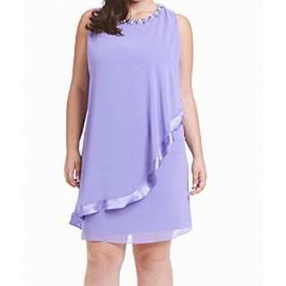 SLNY NEW Purple Beaded Neck Womens Size 18W Plus Satin Hem Shift Dress