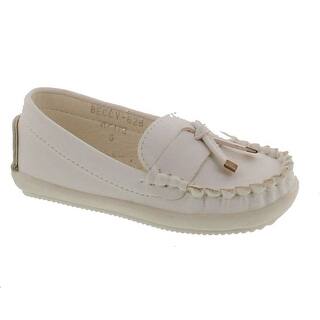 Via Pinky Beccy-62B Children Girl Comfort Slide On Moccasin Top Flat Loafers (Option: Pink)