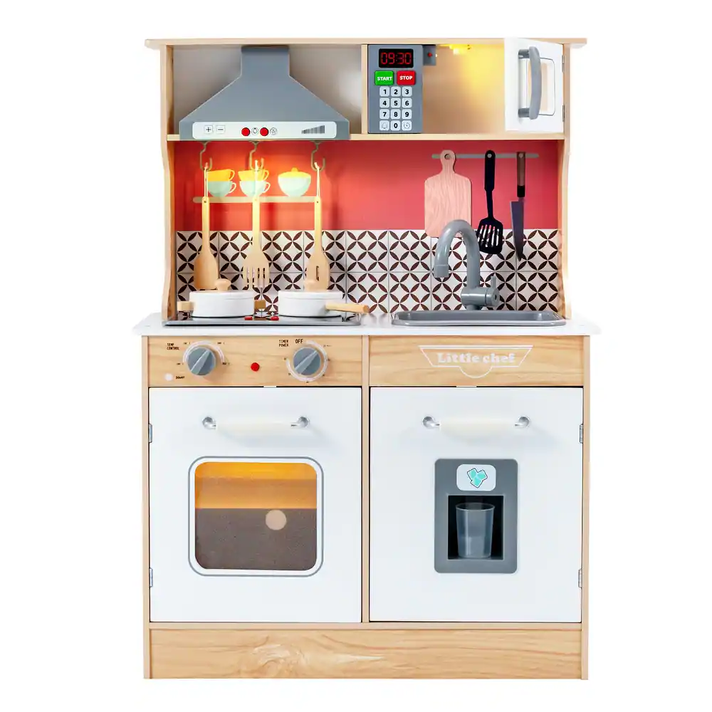 Costway Wooden Kitchen Playset Multi-Functional Pretend Cooking Set w/ - As Picture Shown - See Details