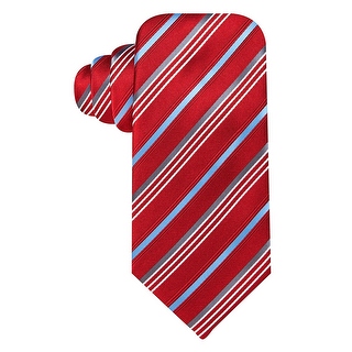 Geoffrey Beene Red and Blue Satin Stripe Silk Blend Tie One Size Necktie