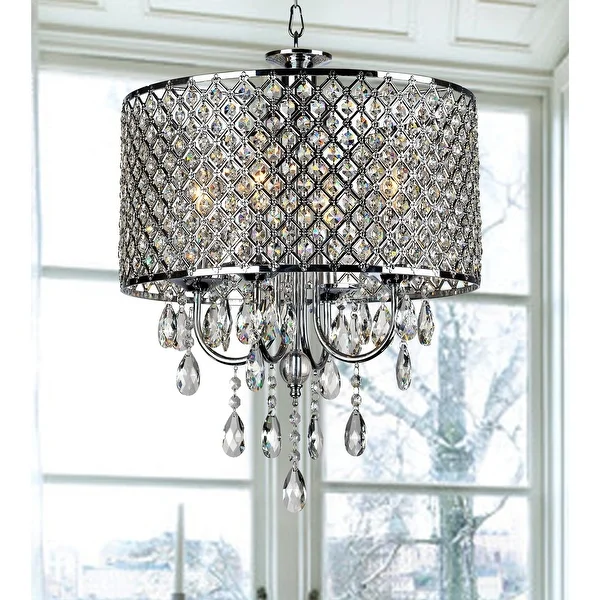 Silver Orchid Berger Chrome Finish 4-light Round Crystal Chandelier