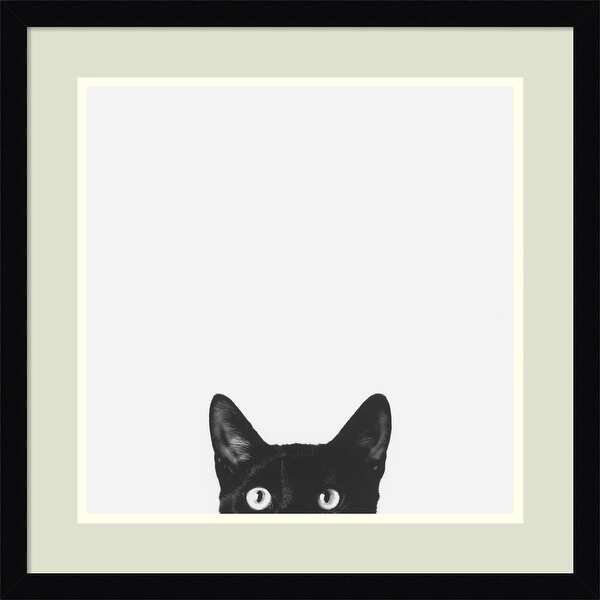 Framed Art Print 'Curiosity (Cat)' by Jon Bertelli 20 x 20-inch