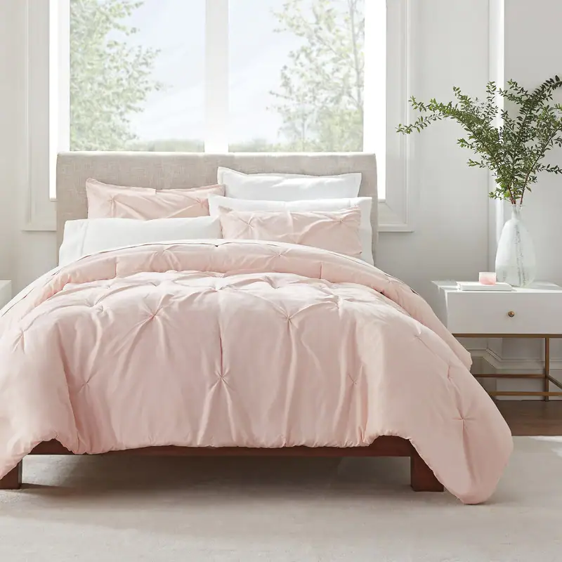 Serta Simply Clean Antimicrobial Pleated 3 Piece Comforter Set