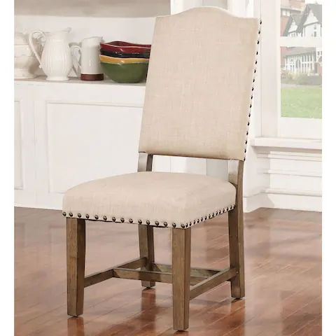 Furniture of America Dice Rustic Oak Solid Wood Side Chairs (Set of 2)