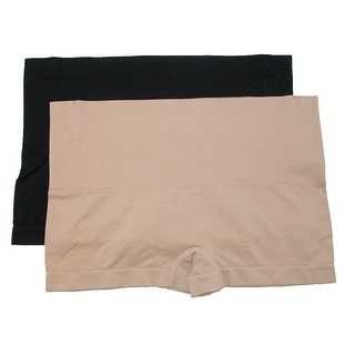 Rene Rofe Women's Tummy Control Boyshort Underwear (Pack of 2) - Black/Natural