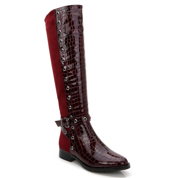 Ann Creek Women's Croc Accent Two Tone Perforated Trim Boots