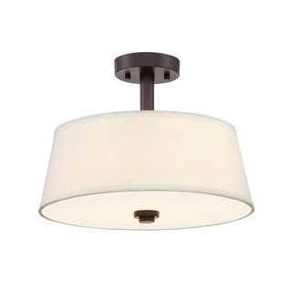 Designers Fountain 88511 Studio 2 Light 15" Wide Ceiling Fixture with White Fabric Shade
