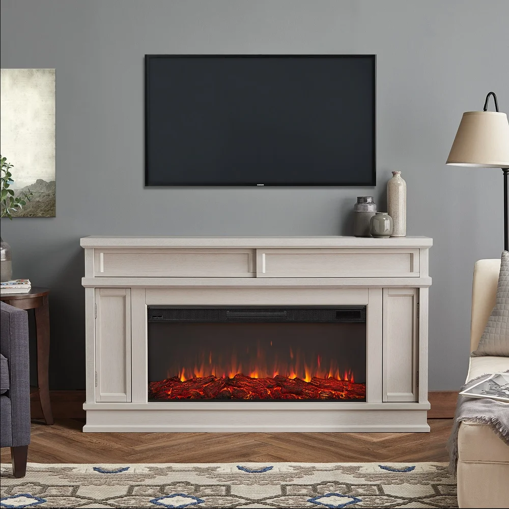 Torrey 60.13" Bone White Wood Electric Fireplace by Real Flame