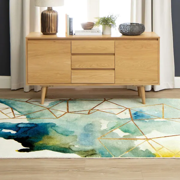 Mohawk Home Cognition Watercolor Abstract Geometric Area Rug