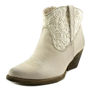 Very Volatile Libbylou Women Pointed Toe Synthetic Ivory Western Boot